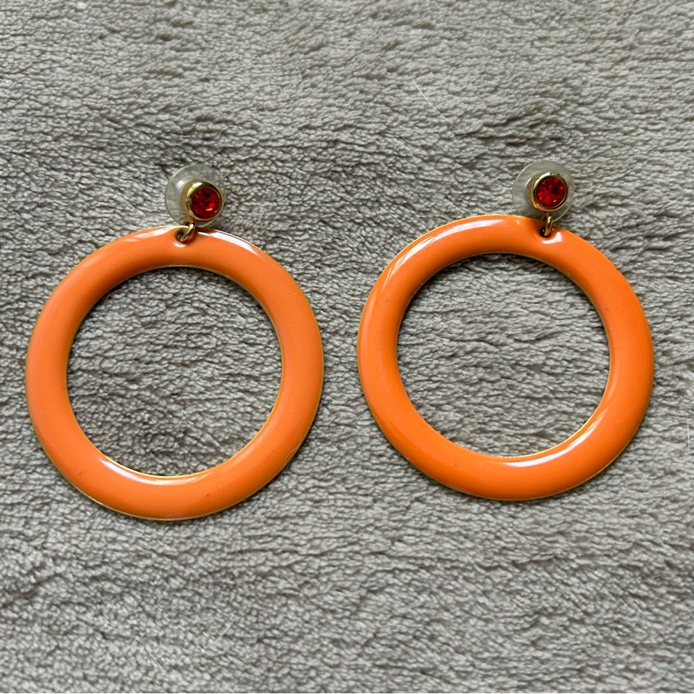 Worn Once Robert Rose Orange Circle Earrings - Vintage!